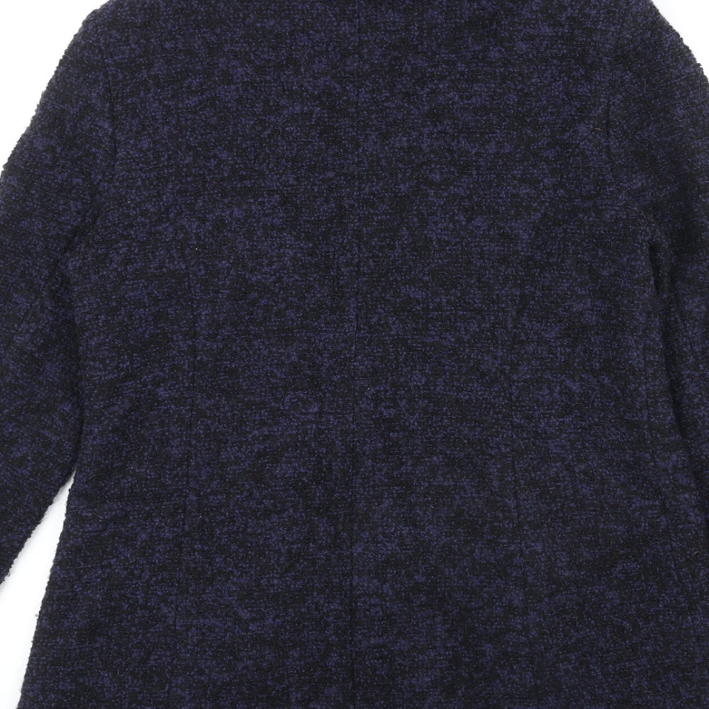 Debenhams Womens Blue Geometric Overcoat Coat Size 12 Button