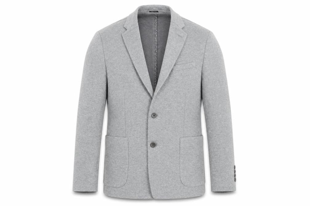 Front view of J.Ferrar men’s grey cotton jacket blazer, size M, regular