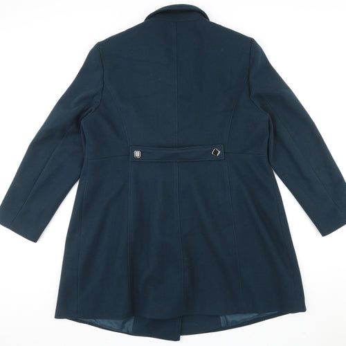 Dorothy Perkins Womens Blue Overcoat Coat Size 20 Button