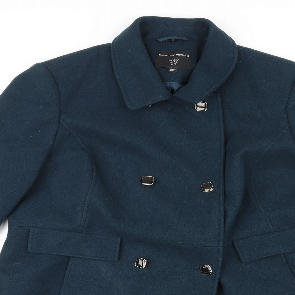 Dorothy Perkins Womens Blue Overcoat Coat Size 20 Button
