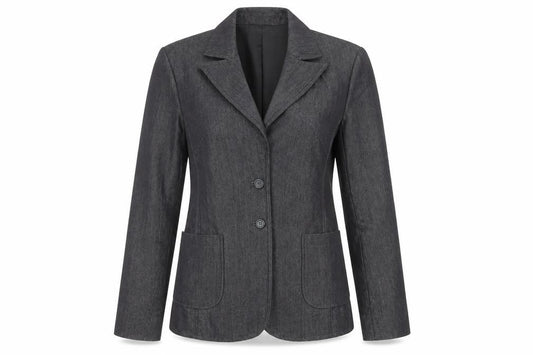 Front view of Mango women’s black jacket blazer, size UK 12, button