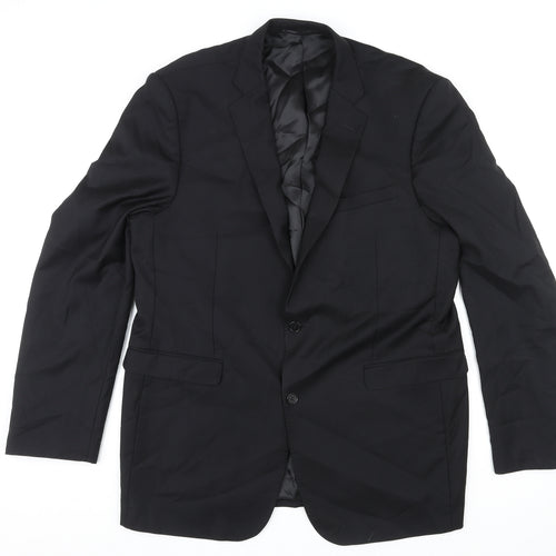 Lanificio Mens Black Wool Jacket Suit Jacket Size 46 Regular