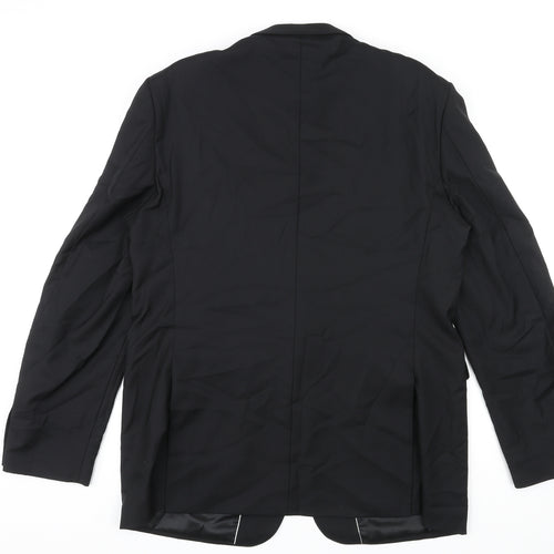 Lanificio Mens Black Wool Jacket Suit Jacket Size 46 Regular