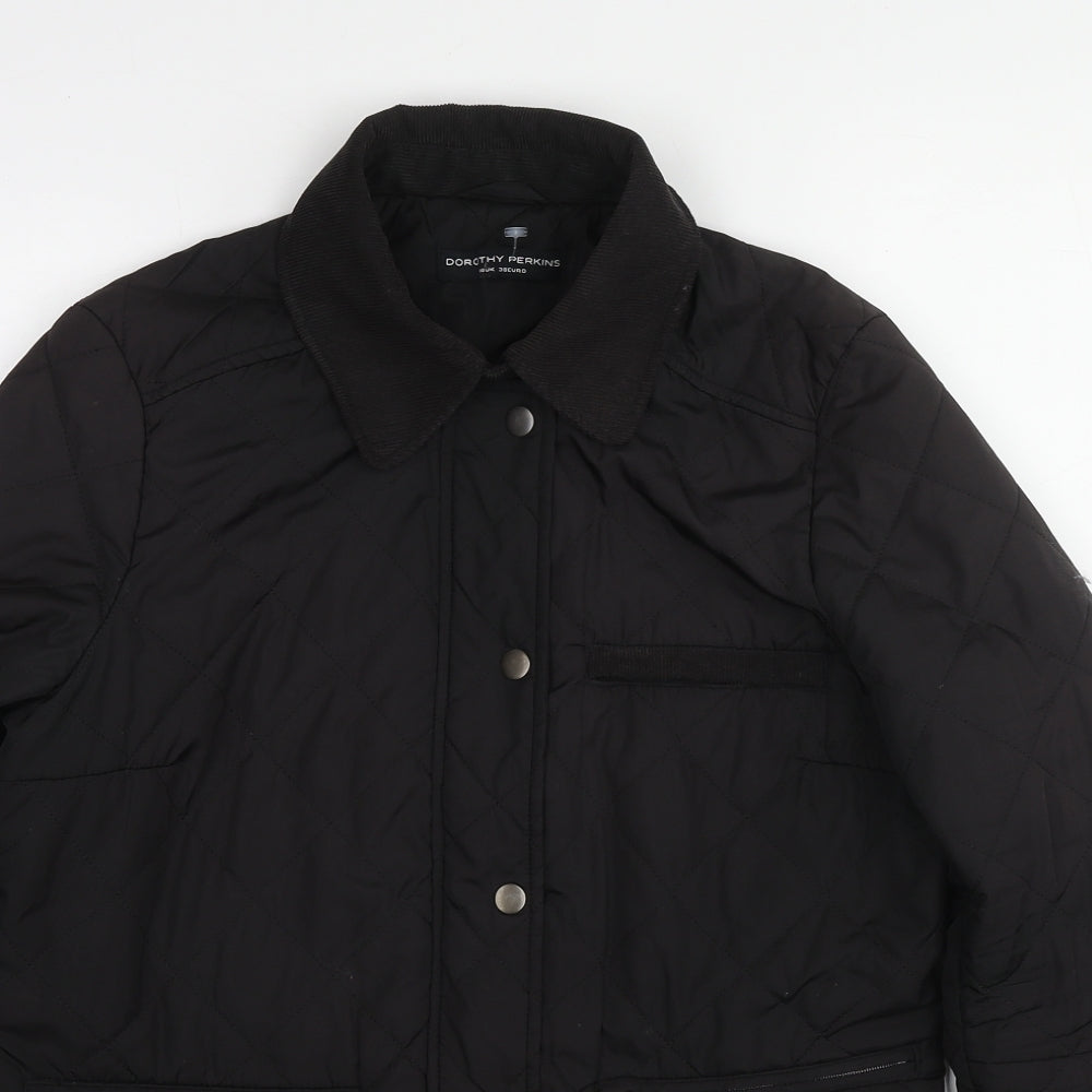 Dorothy Perkins Womens Black Quilted Jacket Size 10 Zip