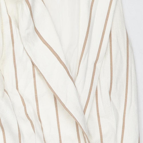 Topshop Womens White Striped Gilet Jacket Size 8 Button