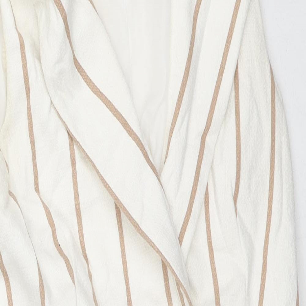 Topshop Womens White Striped Gilet Jacket Size 8 Button