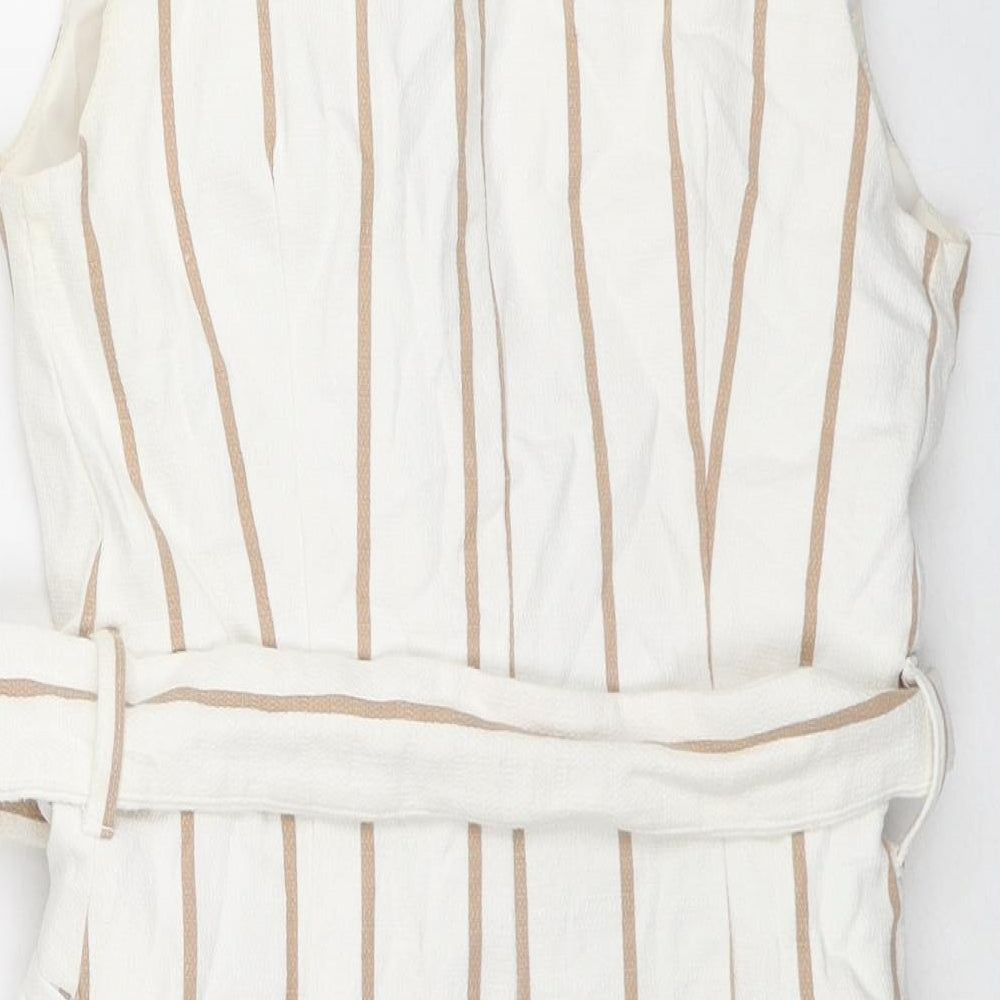 Topshop Womens White Striped Gilet Jacket Size 8 Button