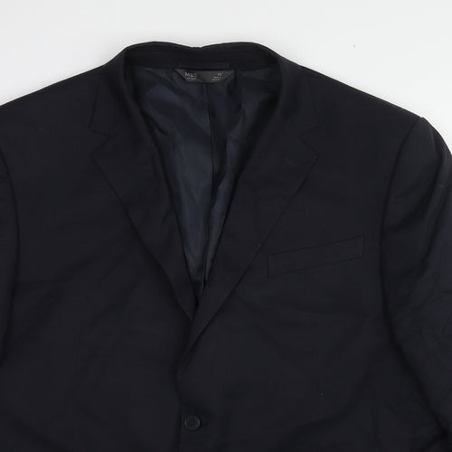 Marks and Spencer Mens Black Polyester Jacket Suit Jacket Size 46 Regular