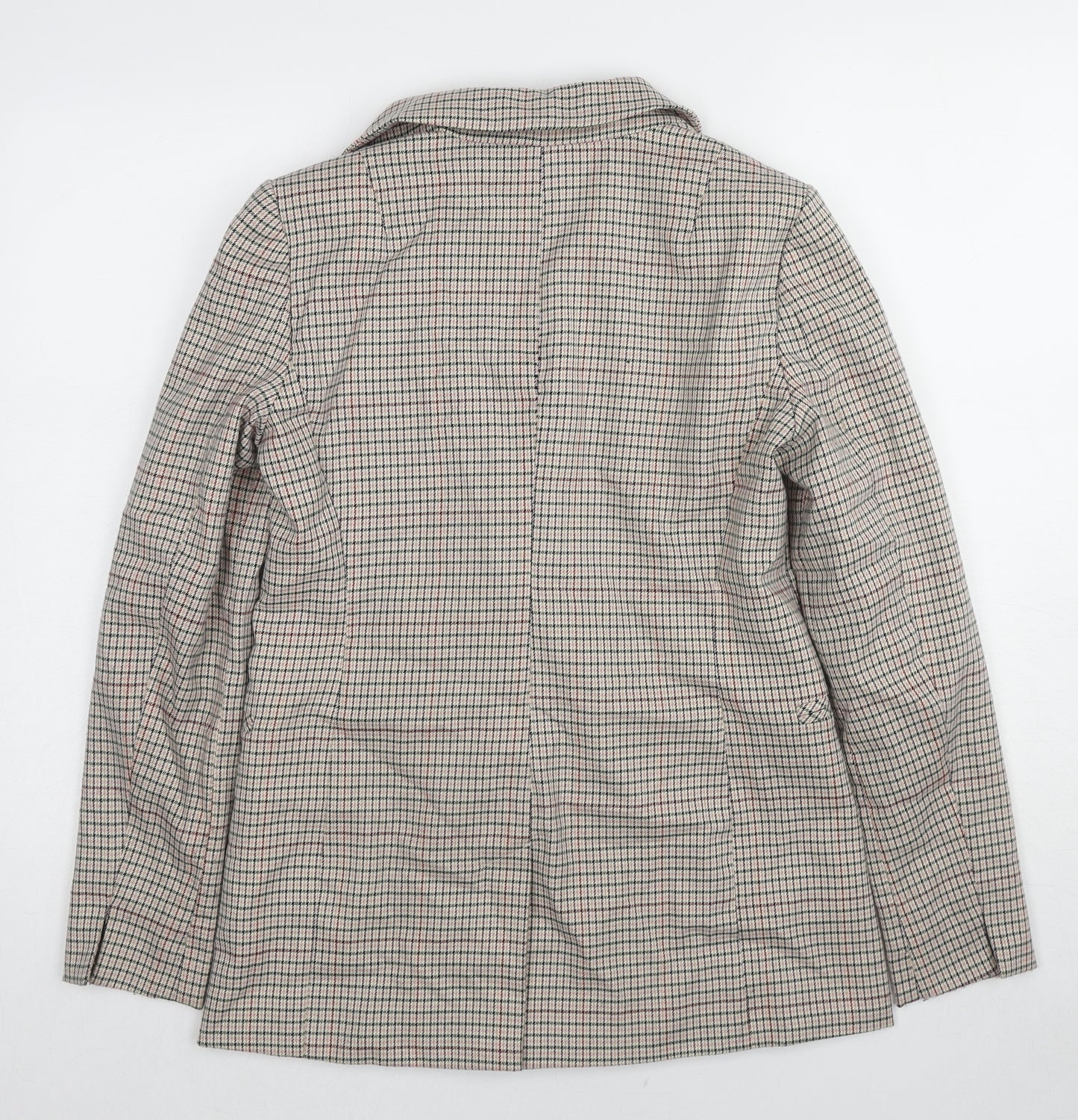 Miss Selfridge Womens Beige Plaid Polyester Jacket Blazer Size 8