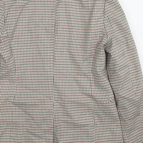 Miss Selfridge Womens Beige Plaid Polyester Jacket Blazer Size 8