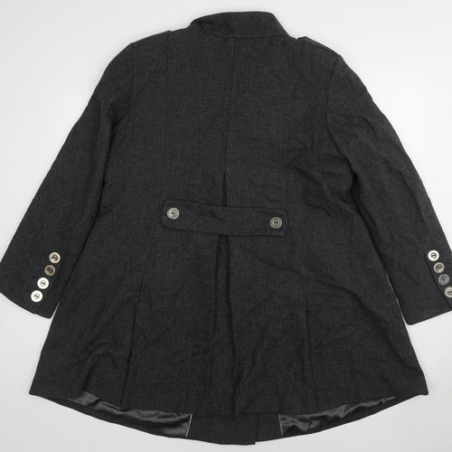 NEXT Womens Grey Geometric Pea Coat Coat Size 18 Button