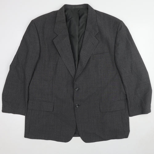 Skopes Mens Grey Striped Polyester Jacket Blazer Size 48 Regular