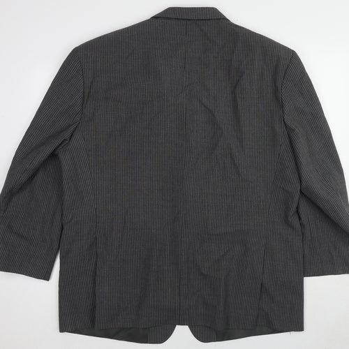 Skopes Mens Grey Striped Polyester Jacket Blazer Size 48 Regular