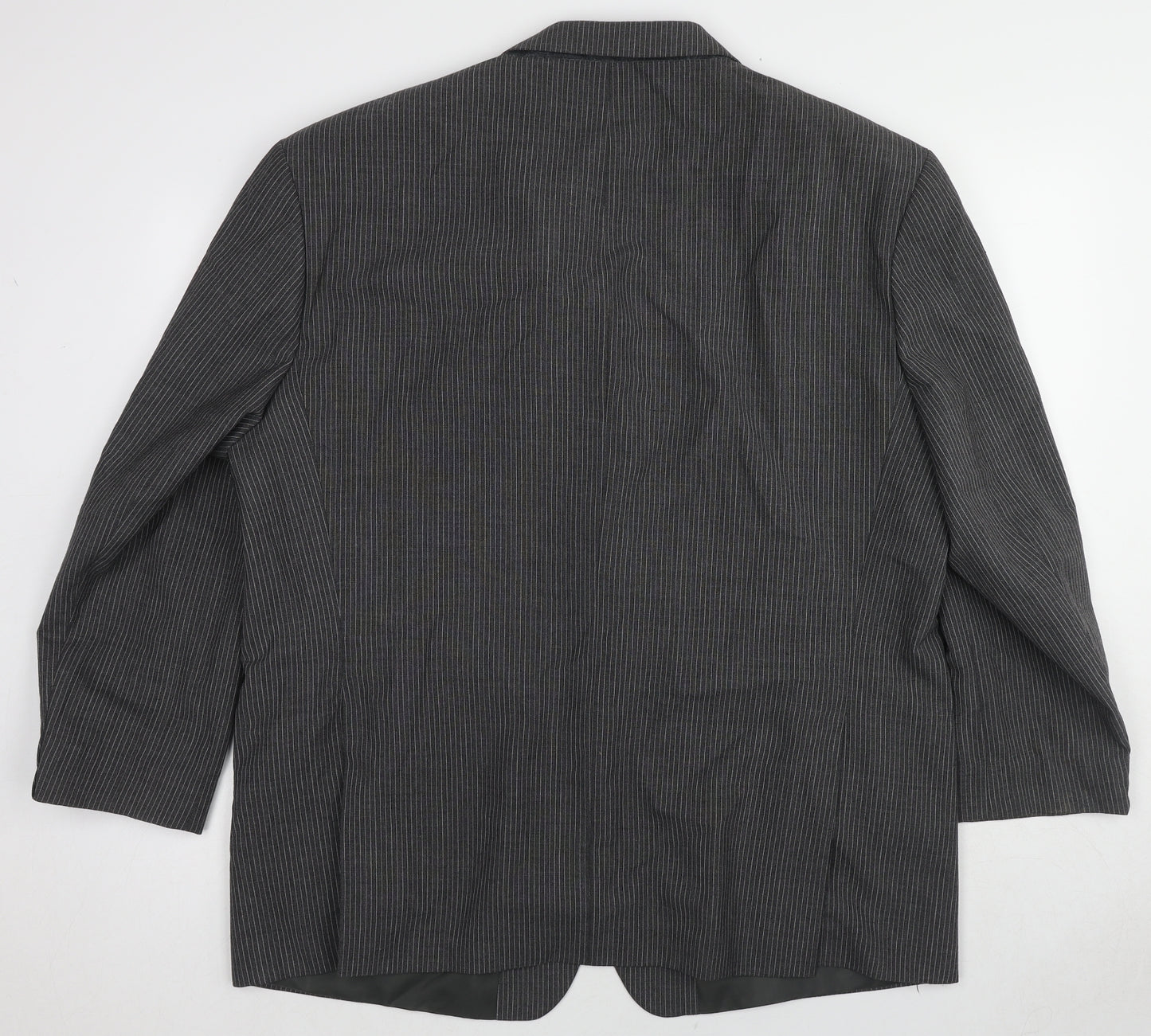 Skopes Mens Grey Striped Polyester Jacket Blazer Size 48 Regular