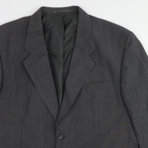 Skopes Mens Grey Striped Polyester Jacket Blazer Size 48 Regular