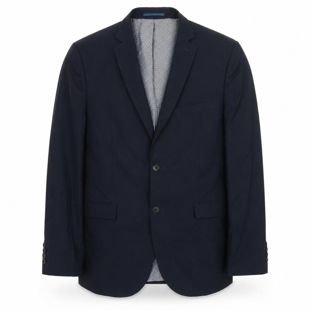 Front view of Next men’s blue polyester jacket suit jacket, size 42, regular