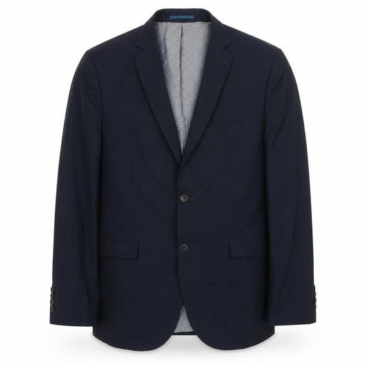 Front view of Next men’s blue polyester jacket suit jacket, size 42, regular