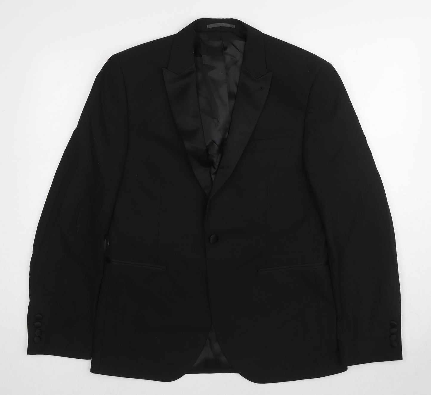 Marks and Spencer Mens Black Polyester Tuxedo Suit Jacket Size 40 Regular
