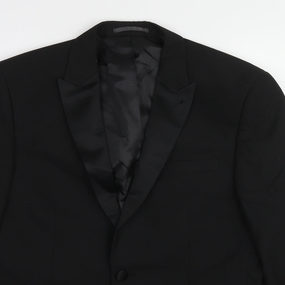 Marks and Spencer Mens Black Polyester Tuxedo Suit Jacket Size 40 Regular