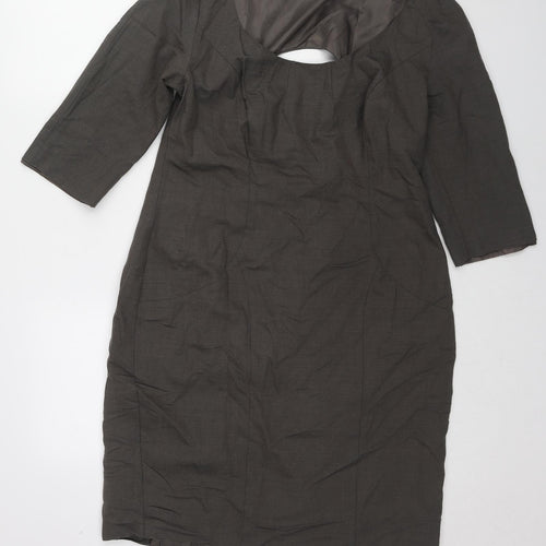 Pepperberry Womens Grey Geometric Polyester Shift Size 14 Round Neck Zip