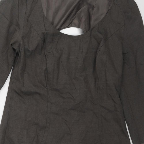 Pepperberry Womens Grey Geometric Polyester Shift Size 14 Round Neck Zip