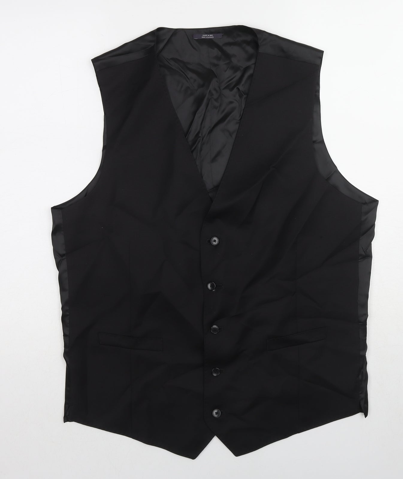 Marks and Spencer Mens Black Wool Jacket Suit Waistcoat Size 44 Regular