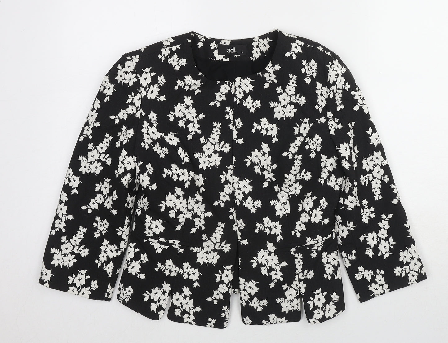 adL Womens Black Floral Jacket Blazer Size S