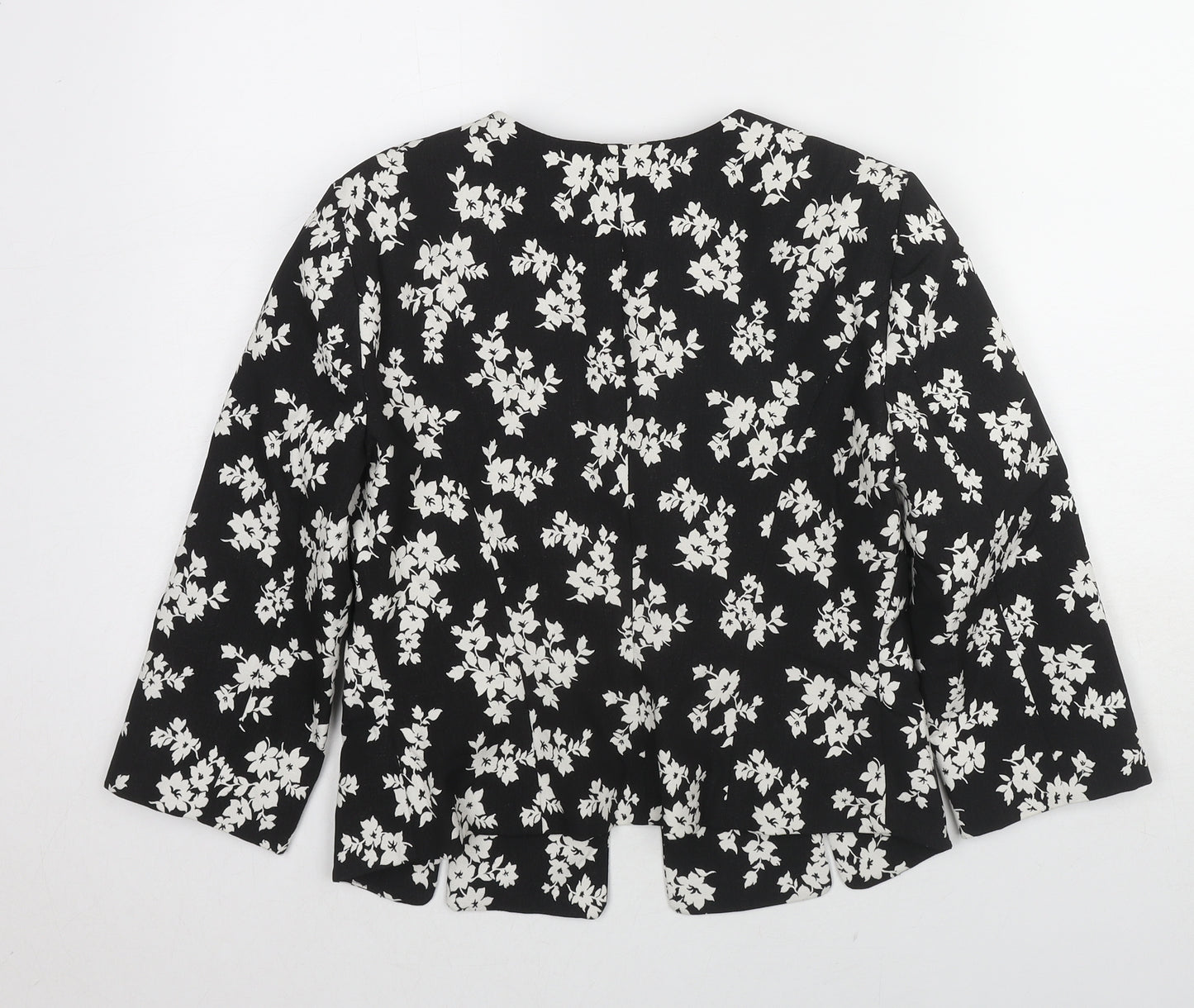 adL Womens Black Floral Jacket Blazer Size S