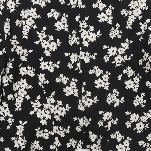 adL Womens Black Floral Jacket Blazer Size S