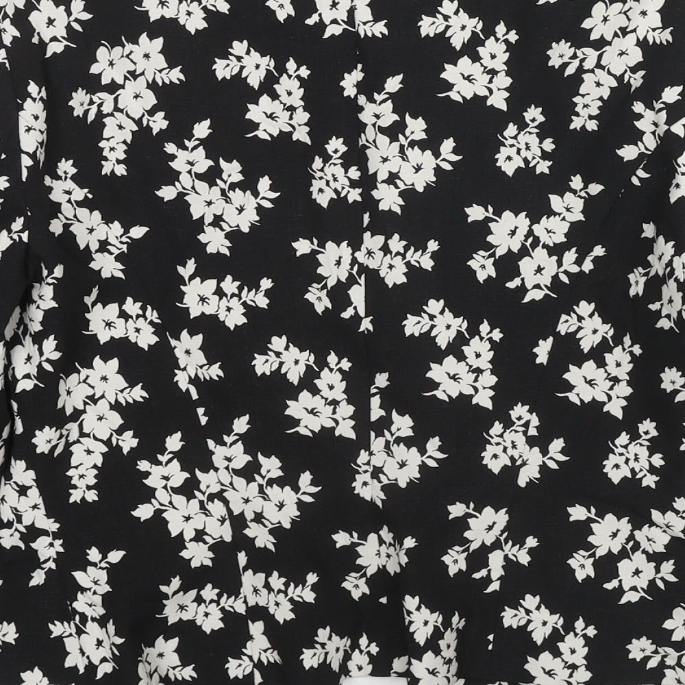 adL Womens Black Floral Jacket Blazer Size S