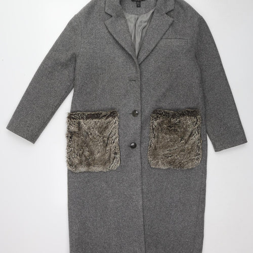 Zara Womens Grey Overcoat Coat Size S Button