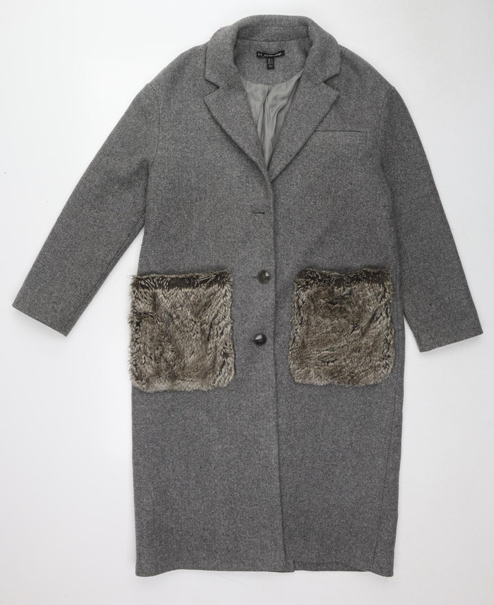 Zara Womens Grey Overcoat Coat Size S Button