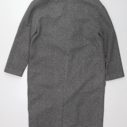 Zara Womens Grey Overcoat Coat Size S Button
