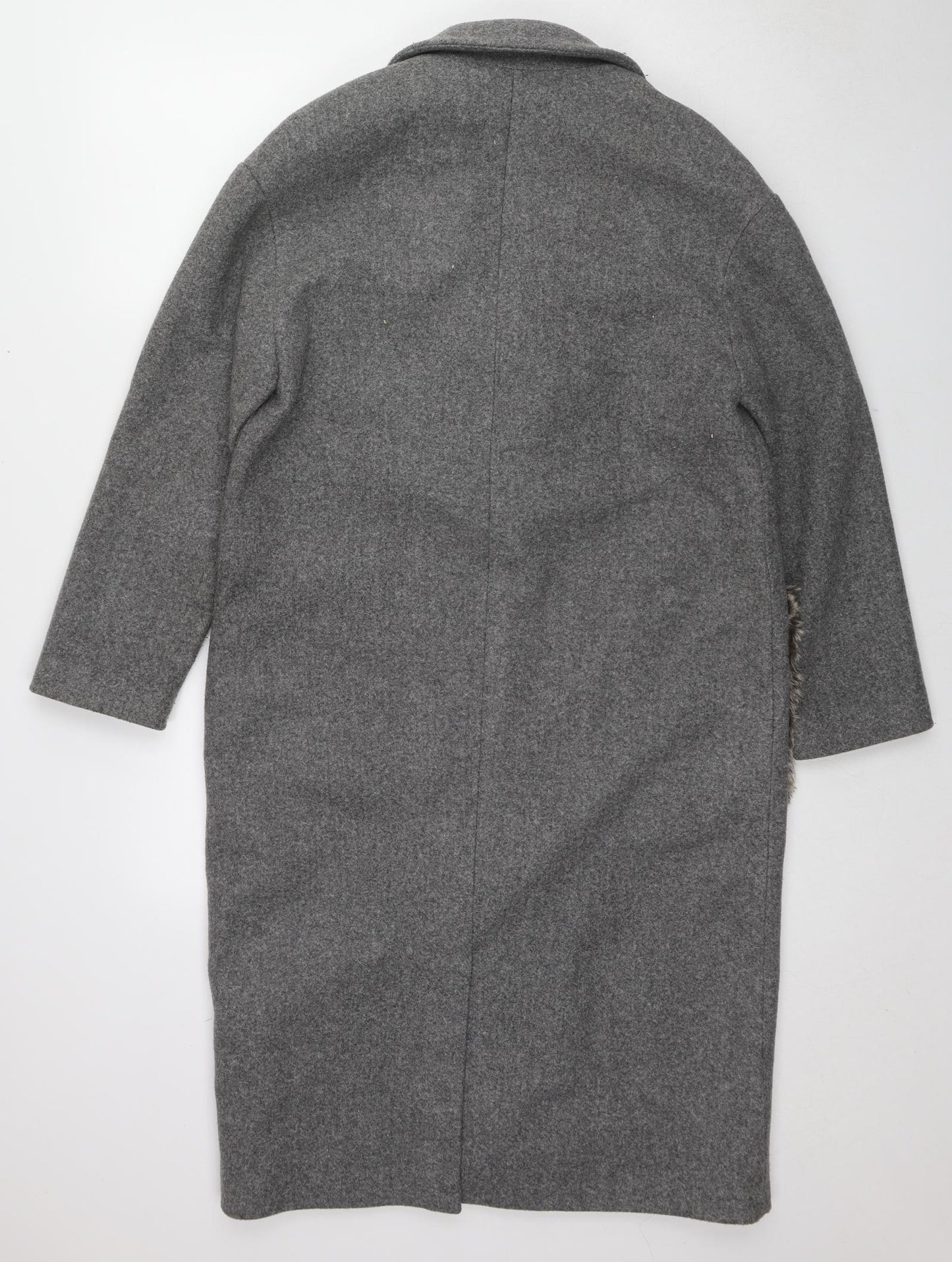 Zara Womens Grey Overcoat Coat Size S Button