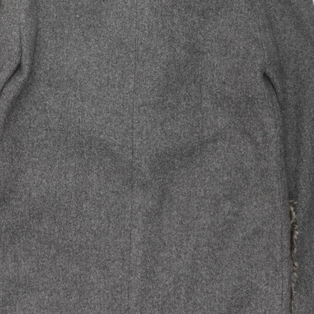 Zara Womens Grey Overcoat Coat Size S Button