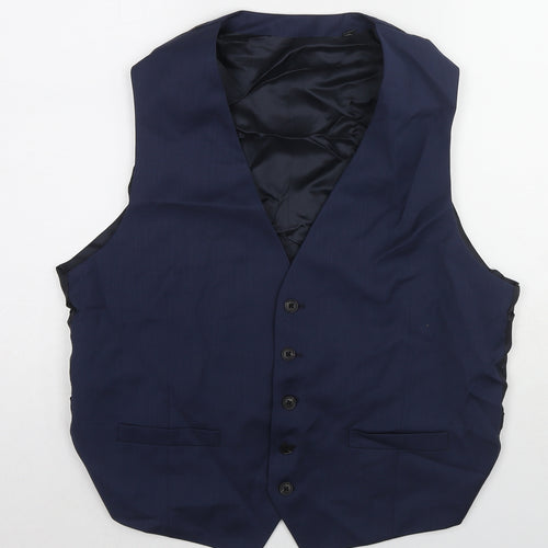 Marks and Spencer Mens Blue Wool Jacket Suit Waistcoat Size 44 Regular