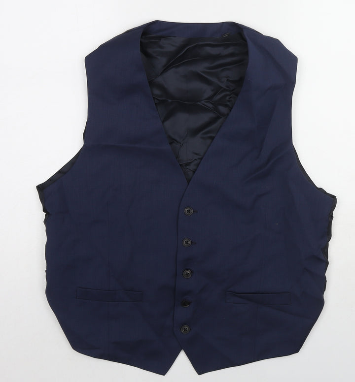 Marks and Spencer Mens Blue Wool Jacket Suit Waistcoat Size 44 Regular