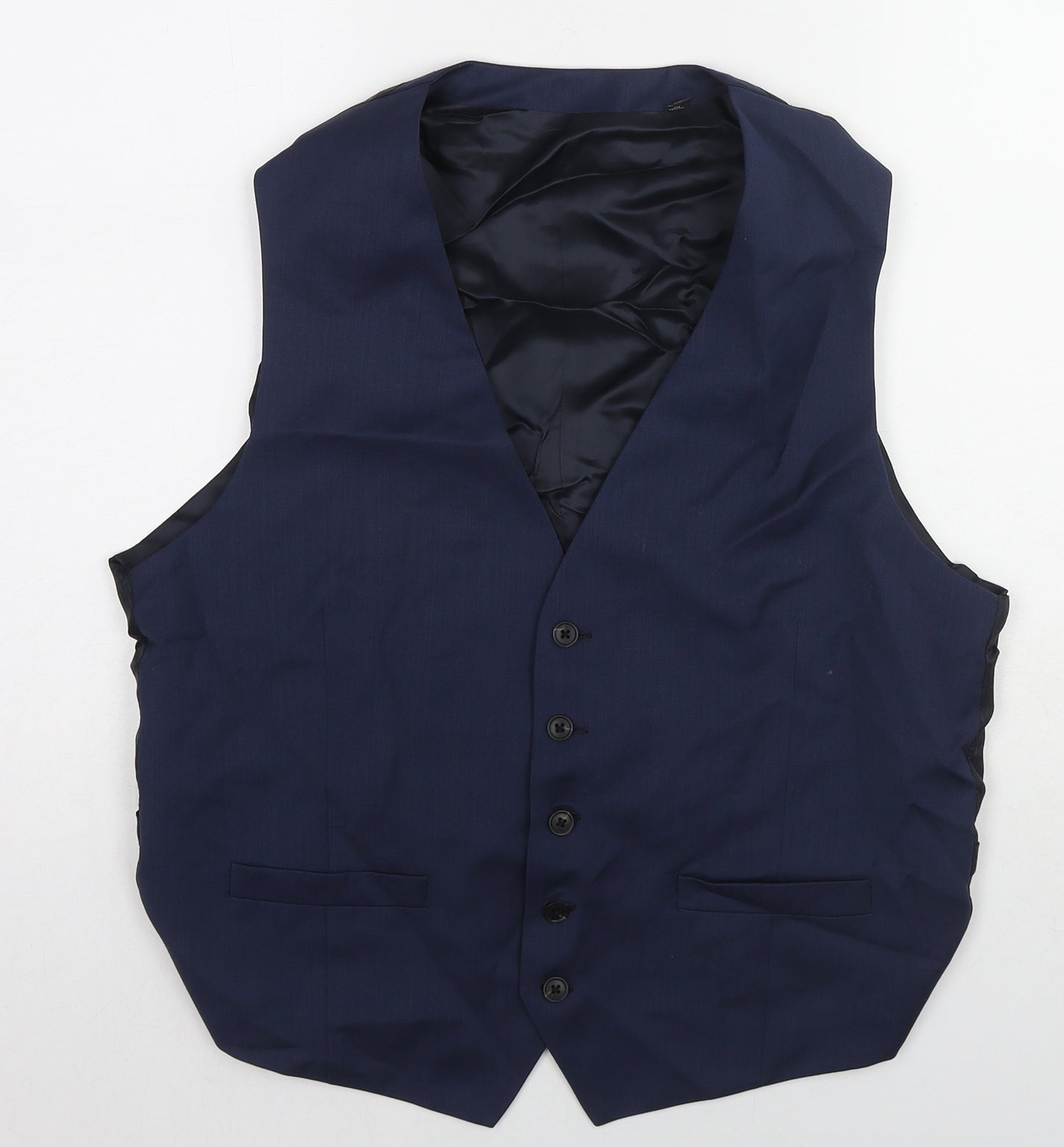 Marks and Spencer Mens Blue Wool Jacket Suit Waistcoat Size 44 Regular