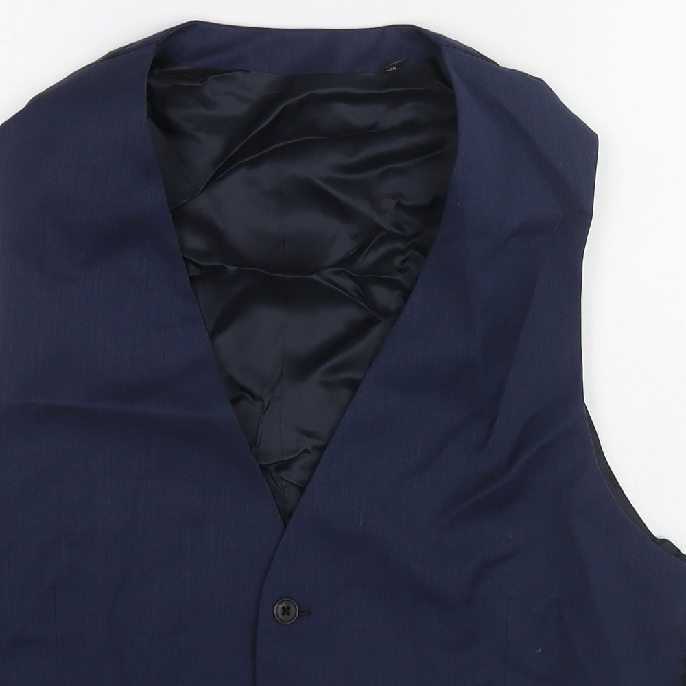 Marks and Spencer Mens Blue Wool Jacket Suit Waistcoat Size 44 Regular