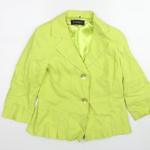 Planet Womens Green Jacket Blazer Size 12 Button