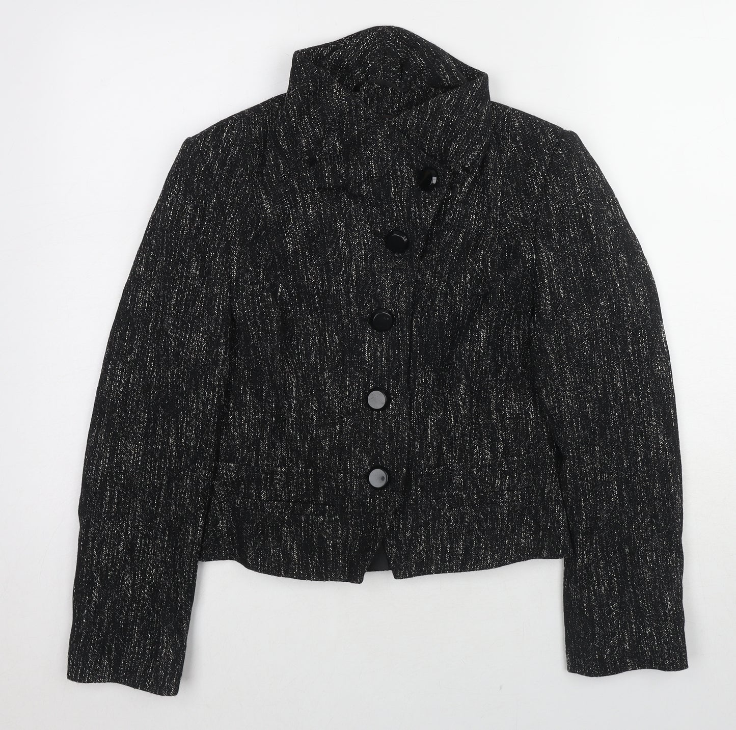 Principles Womens Black Geometric Jacket Size 10 Button