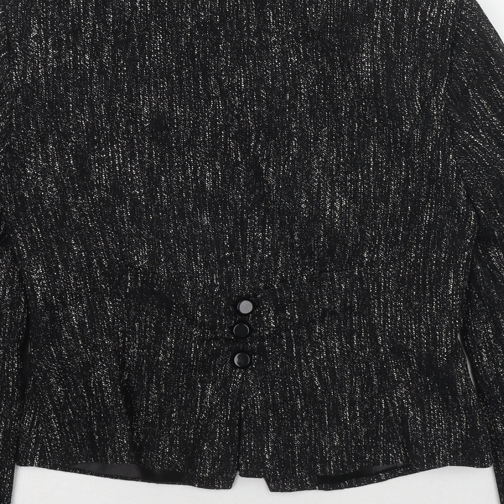 Principles Womens Black Geometric Jacket Size 10 Button
