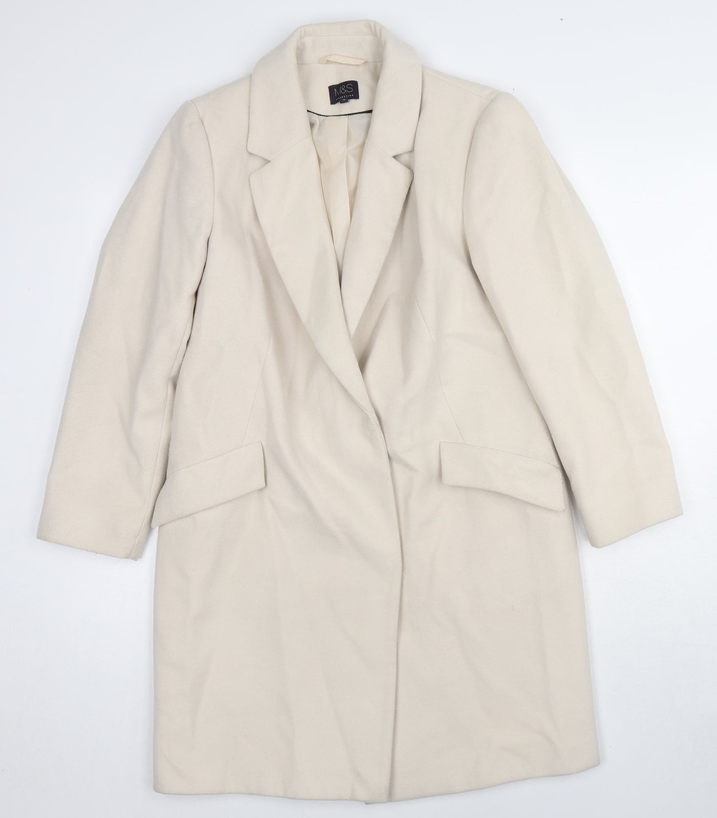Marks and Spencer Womens Beige Overcoat Coat Size 10 Button