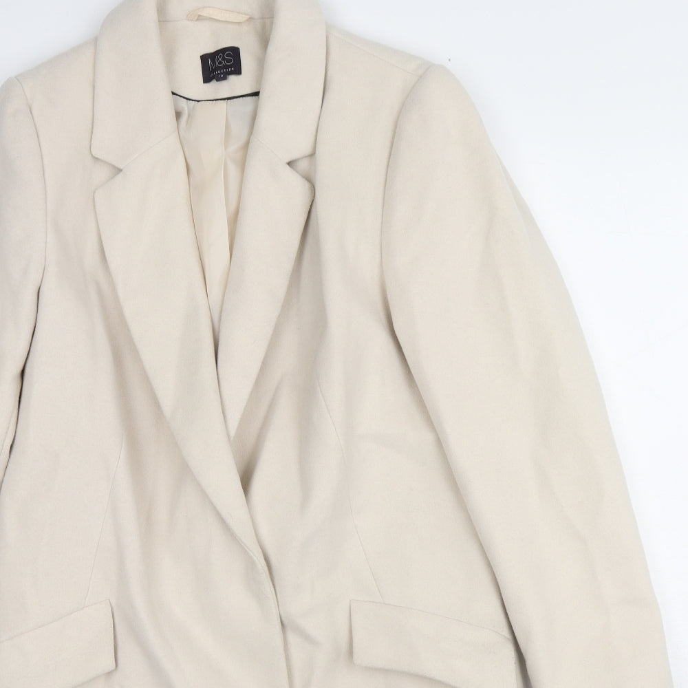Marks and Spencer Womens Beige Overcoat Coat Size 10 Button