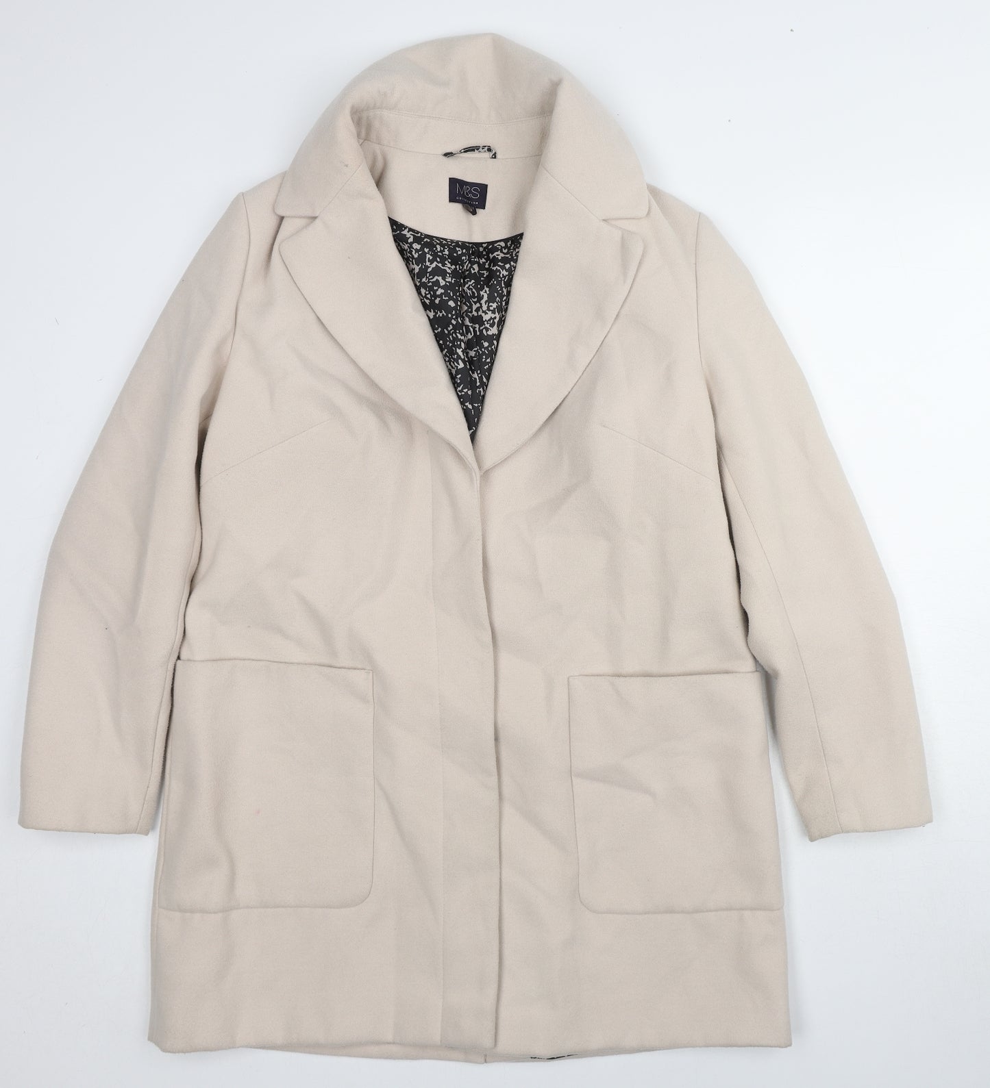 Marks and Spencer Womens Beige Overcoat Coat Size 14 Button