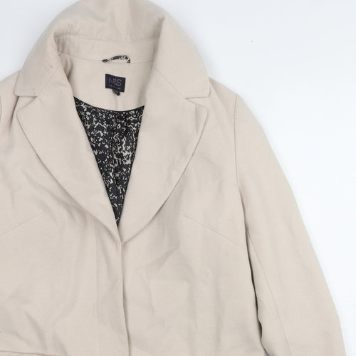 Marks and Spencer Womens Beige Overcoat Coat Size 14 Button