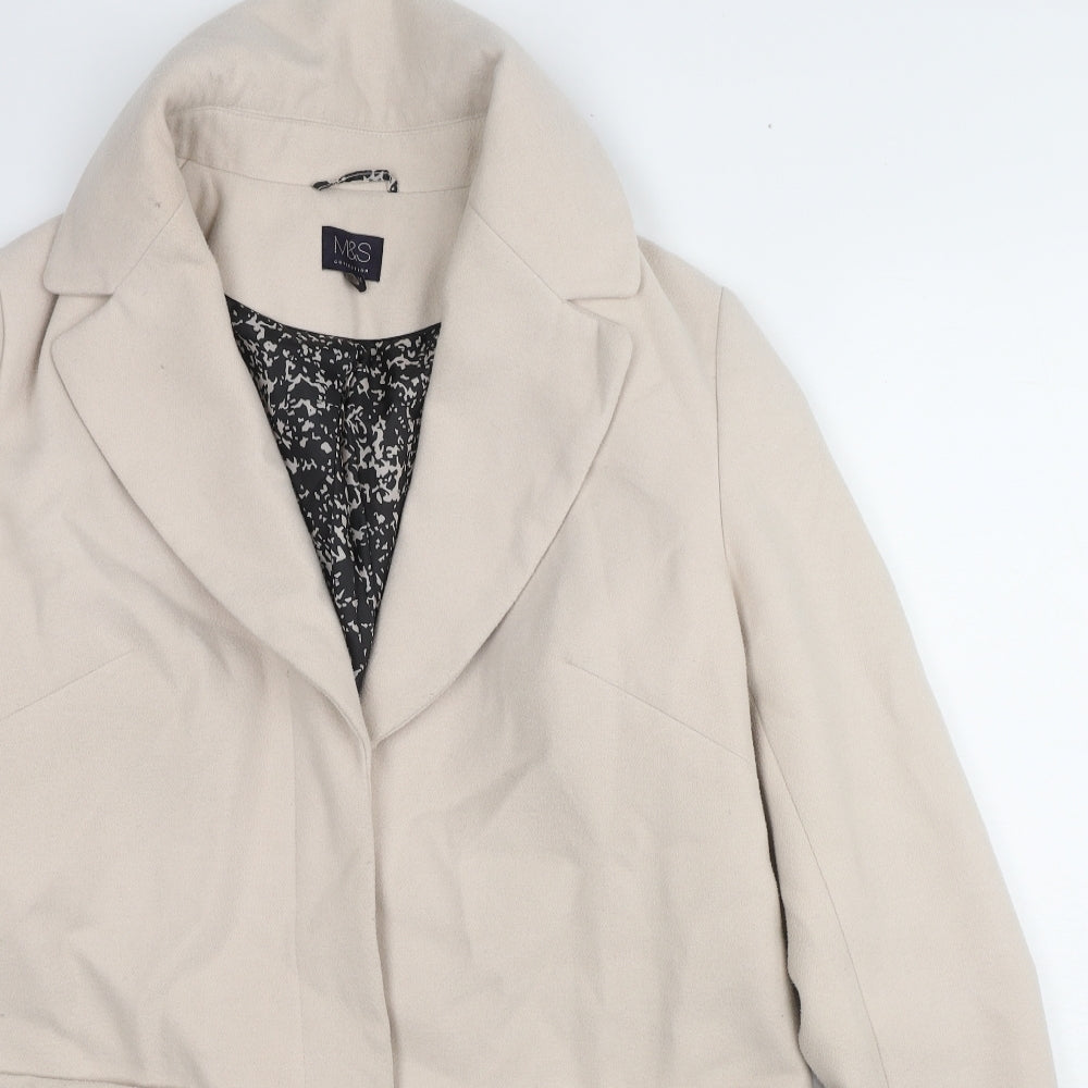 Marks and Spencer Womens Beige Overcoat Coat Size 14 Button