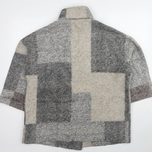 NICOLE FARHI Womens Grey Geometric Jacket Size 14 Button