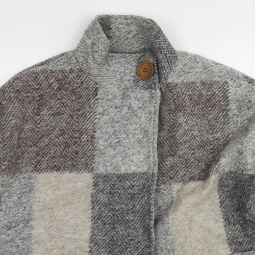NICOLE FARHI Womens Grey Geometric Jacket Size 14 Button