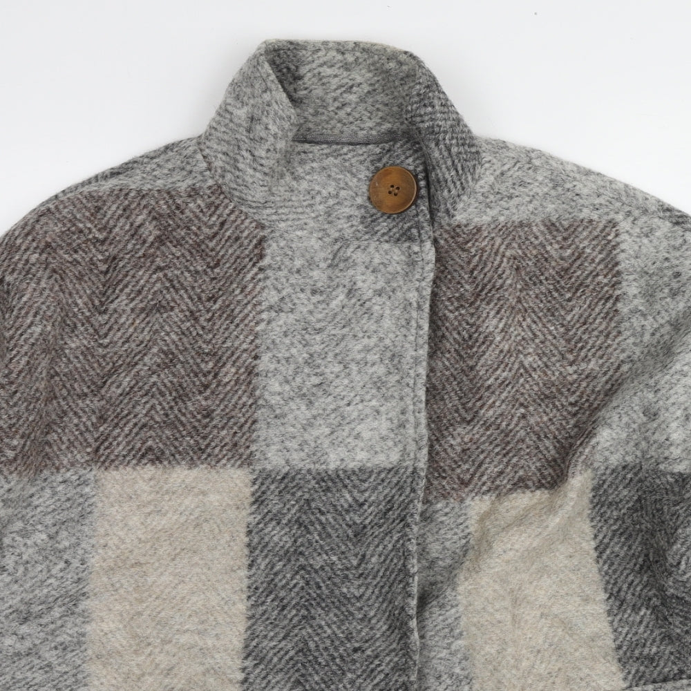 NICOLE FARHI Womens Grey Geometric Jacket Size 14 Button